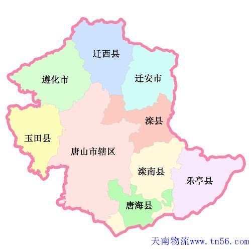 惠州到唐山物流地图