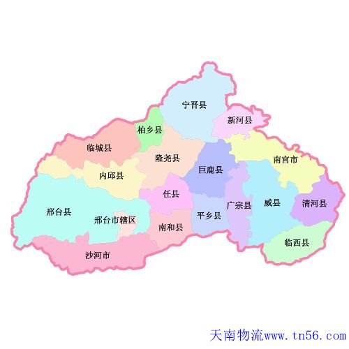 河源到邢台物流地图