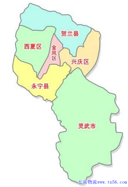 河源到银川市物流地图