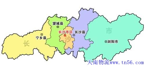 河源到长沙市物流地图