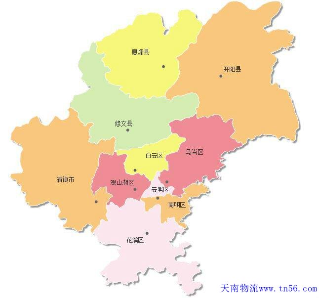 东莞到贵阳市物流地图