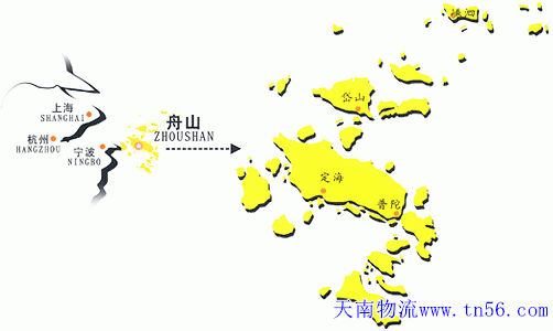 江门到舟山市物流地图