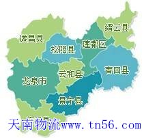 江门到丽水市物流地图