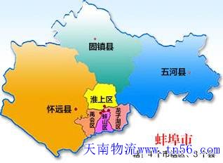 江门到蚌埠市物流地图