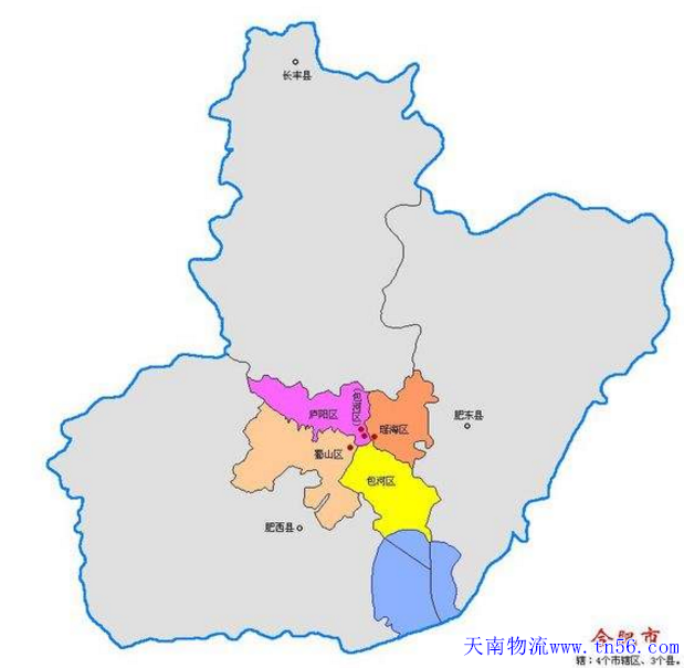 河源到合肥市物流地图