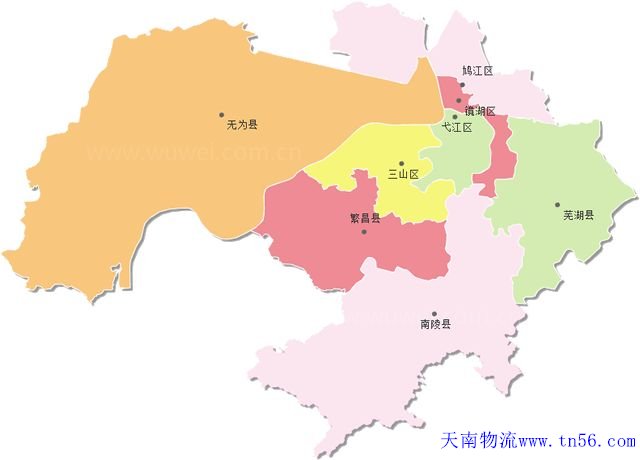 中山到芜湖市物流地图