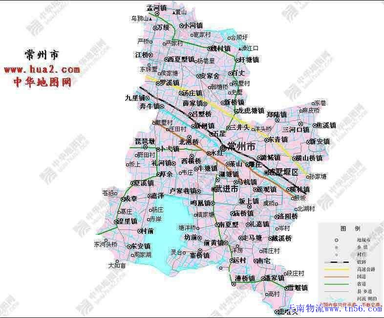 深圳到常州市物流地图