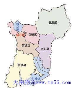 中山到宿迁市物流地图