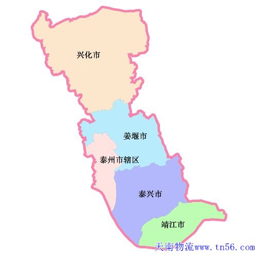 中山到泰州市物流地图