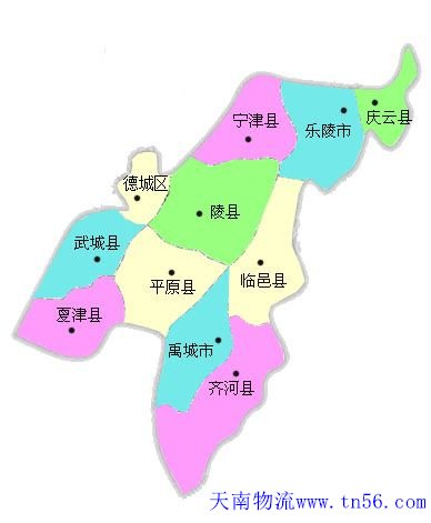 江门到德州市物流地图