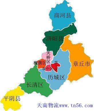 东莞到济南市物流地图