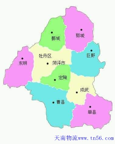 河源到菏泽市物流地图