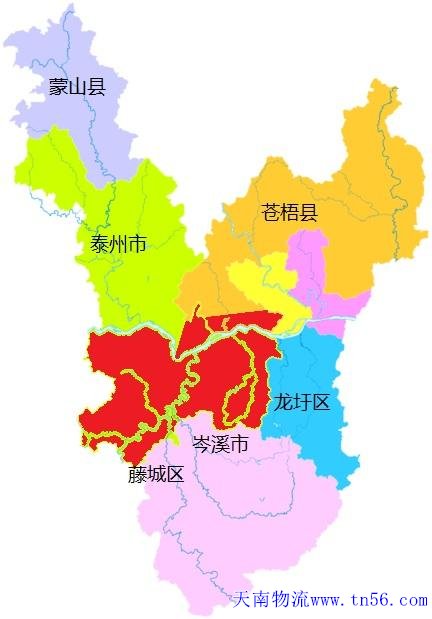 东莞到梧州市物流地图