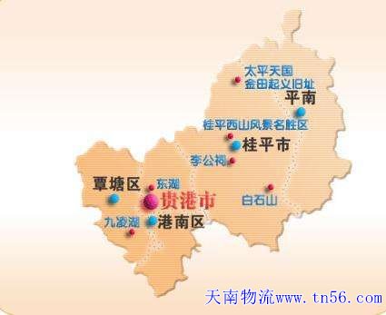 惠州到贵港市物流地图