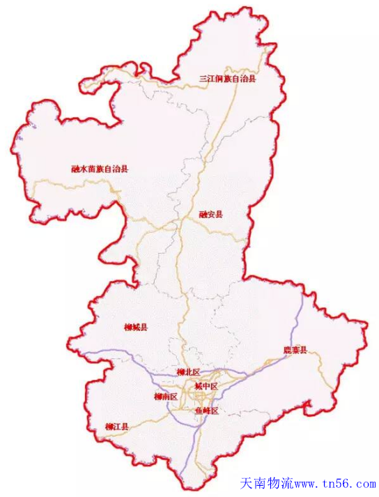 河源到柳州市物流地图