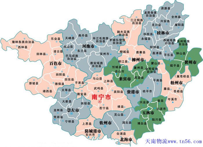 广西省物流运输地图